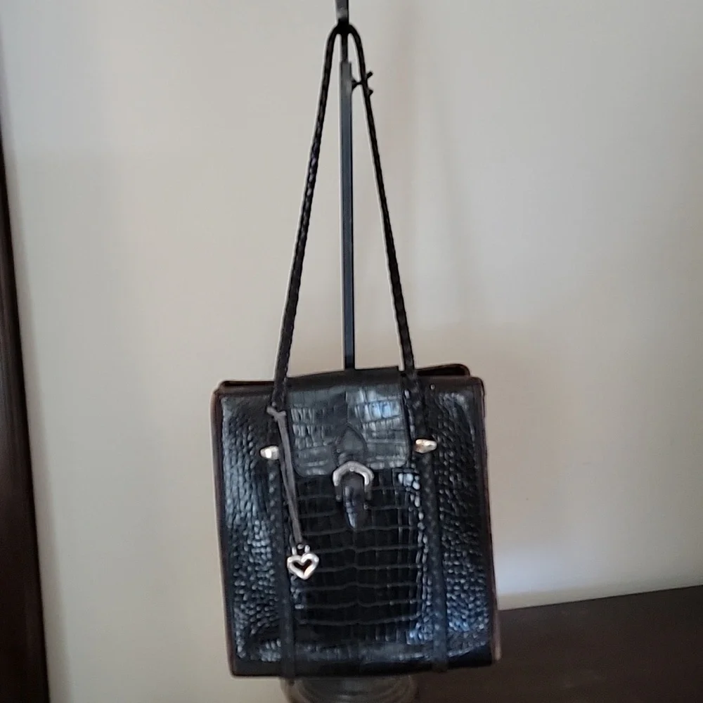 Brighton Brown Croc Leather Shoulder Bag - Picture 4 of 15